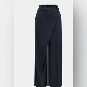 Elegant Black Wide-Leg Asymmetric Pants